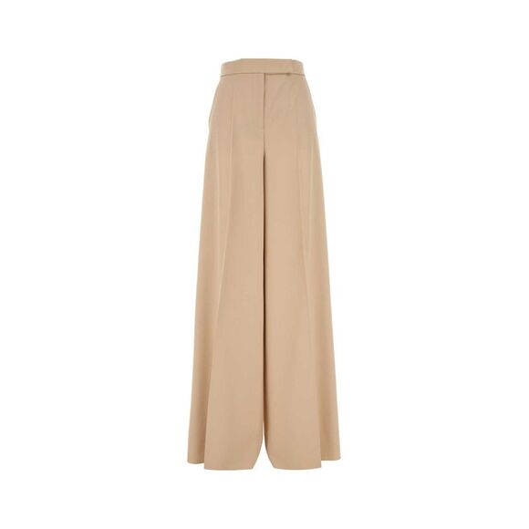 Max Mara Women Cream Wool Ninfa Wide-Leg Pant